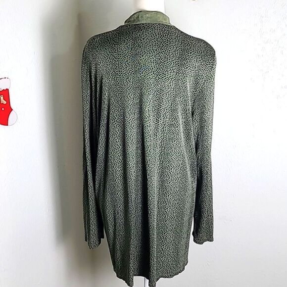 Stephanie Thomas Sport Vintage Buttondown Long Blouse Green & Black Print, Sz 16 - Picture 7 of 10